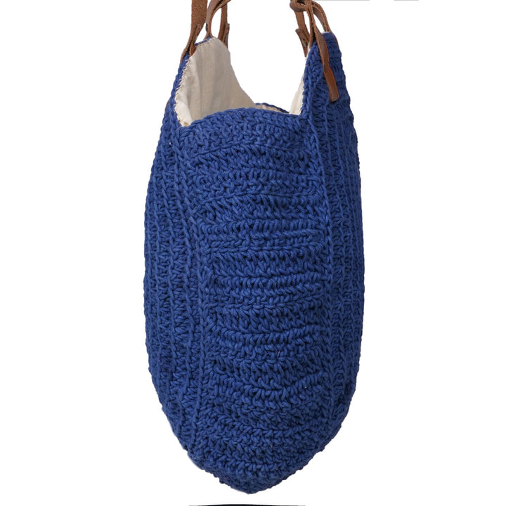 United Urbane Round Hand Bag | Hand-Crochet | Cotton Yarn | Royal Blue