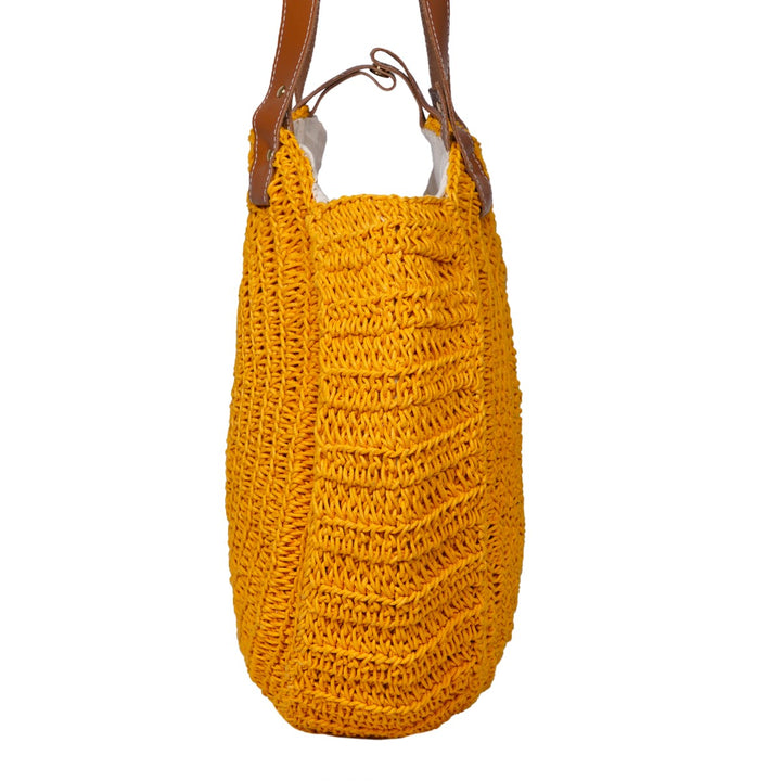 United Urbane Round Hand Bag | Hand-Crochet | Cotton Yarn | Mustard Yellow