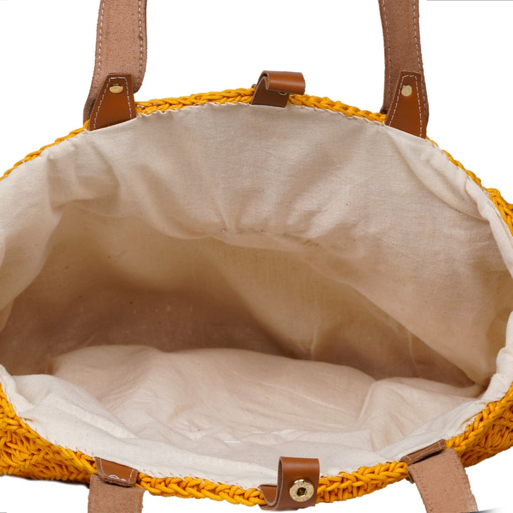 United Urbane Round Hand Bag | Hand-Crochet | Cotton Yarn | Mustard Yellow