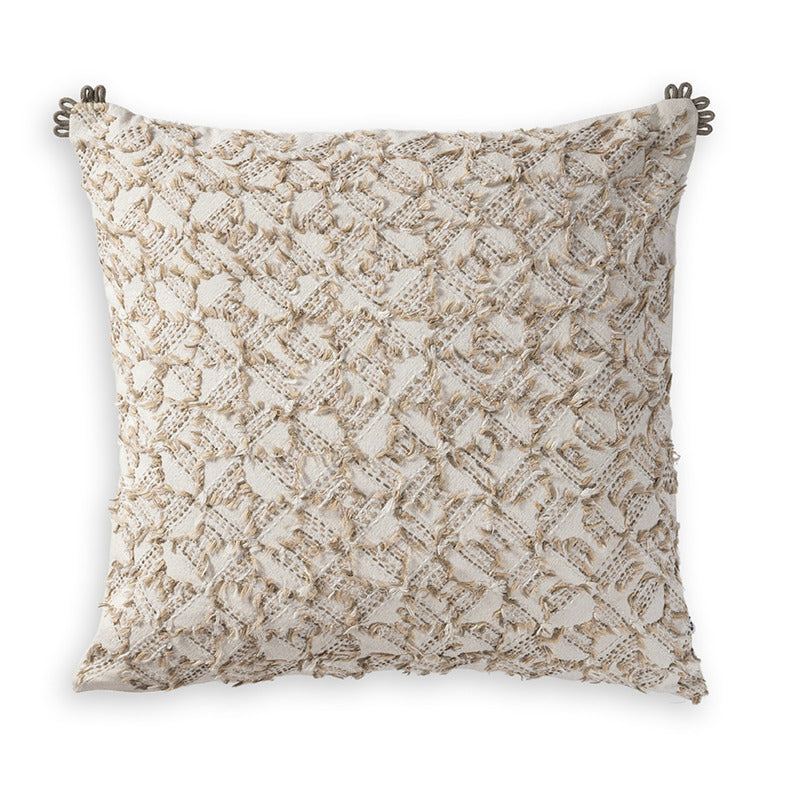 Ruffle Cushion Cover | Intricate Kantha Embroidery | Cotton | 16" x 16"