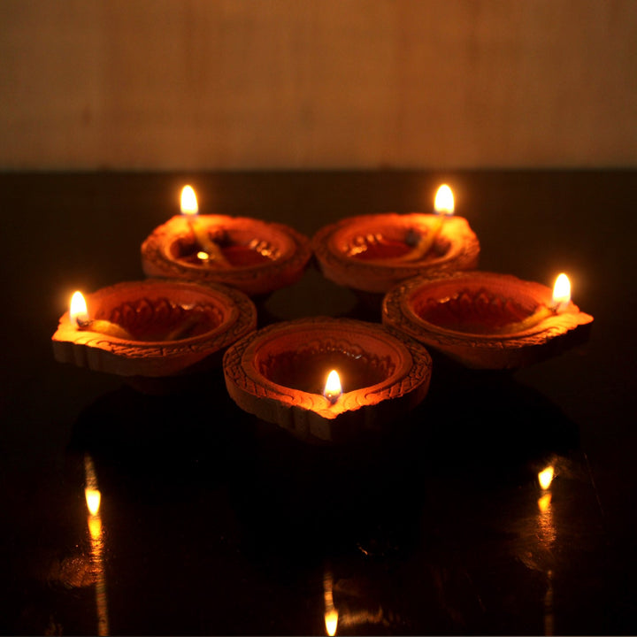 Traditional Terracotta Small Motif Diya | Diwali Special | Pack Of 24