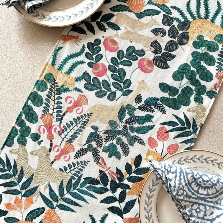 Dining Table Runner | Multi-Colour | Blooming Forest Print | 12x72 Inches