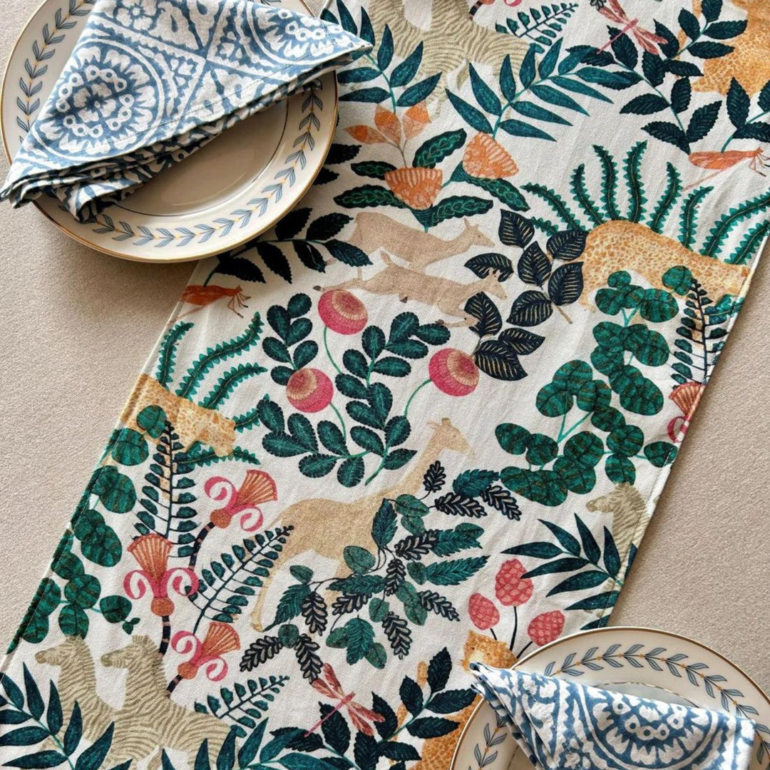 Dining Table Runner | Multi-Colour | Blooming Forest Print | 12x72 Inches