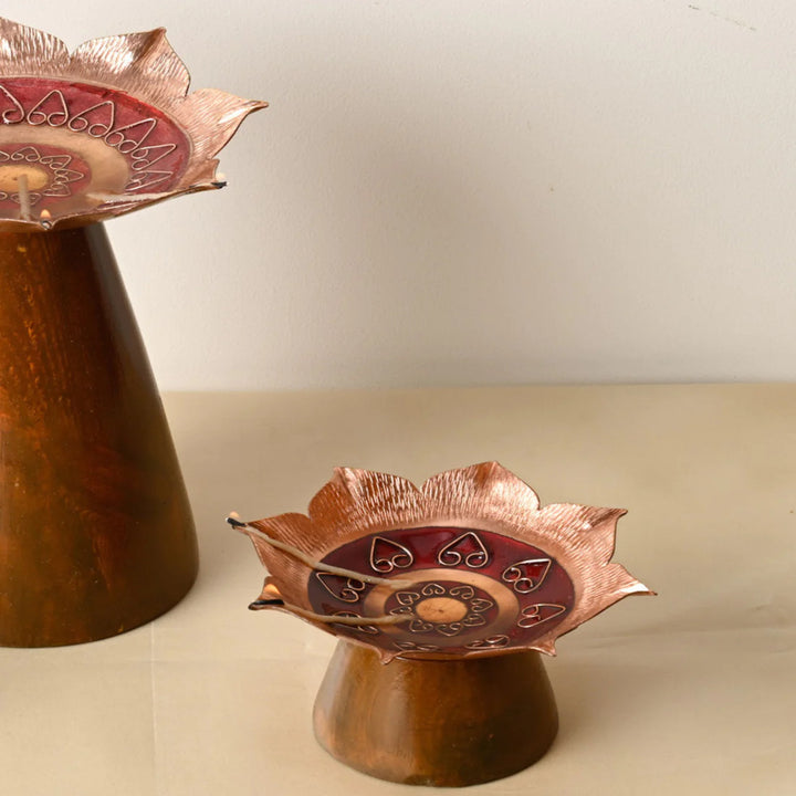 Archana Samai Small | Festive | Copper Ware | Hand-crafted | Golden & Red