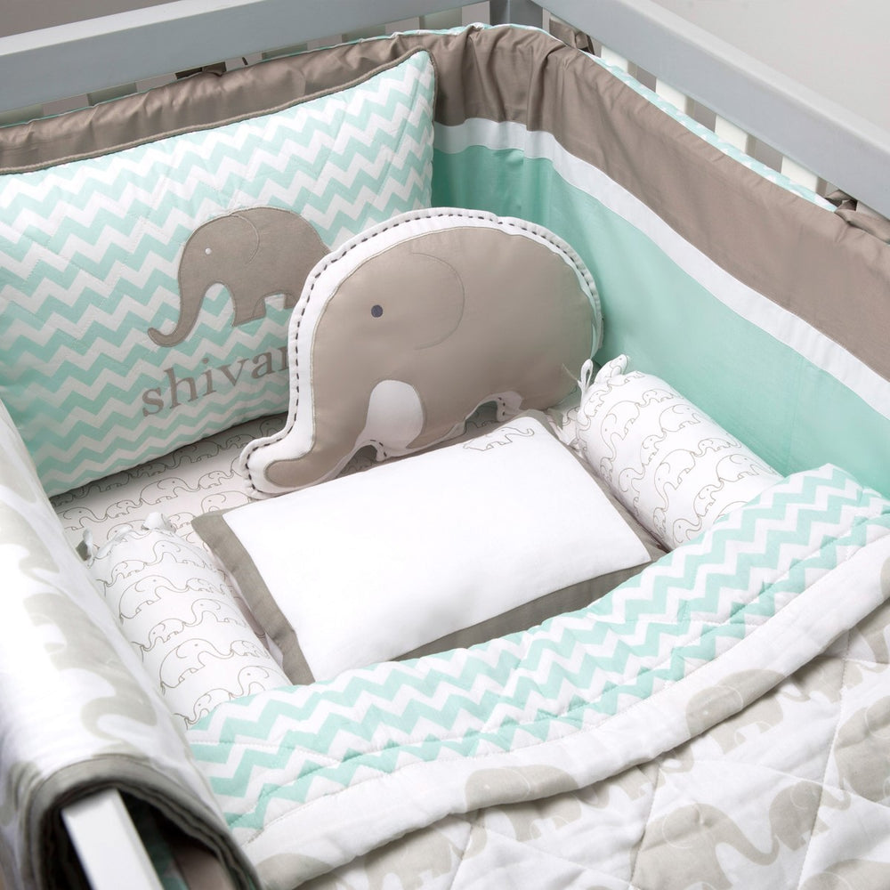 Elephant Grey Cot Bedding Set For Babies | Cotton | Set Of 6