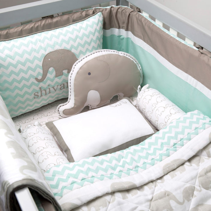 Elephant Grey Cot Bedding Set For Babies | Cotton | Set Of 6