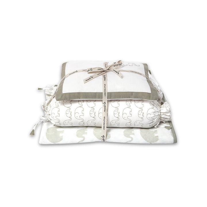 Elephant Mini Cot Dohar Bedding Set For Babies | Cotton | Set Of 4