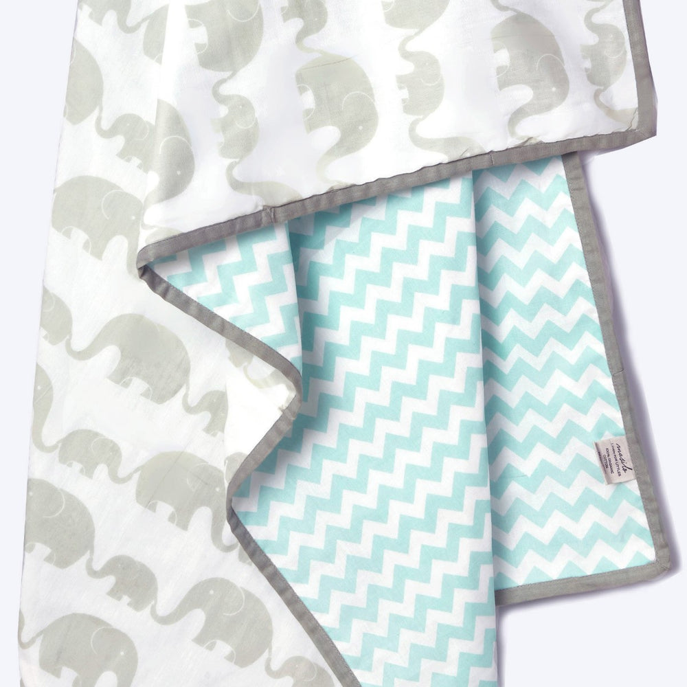 Elephant Parade Grey Soft Dohar Blanket For Babies | Nursery Essential