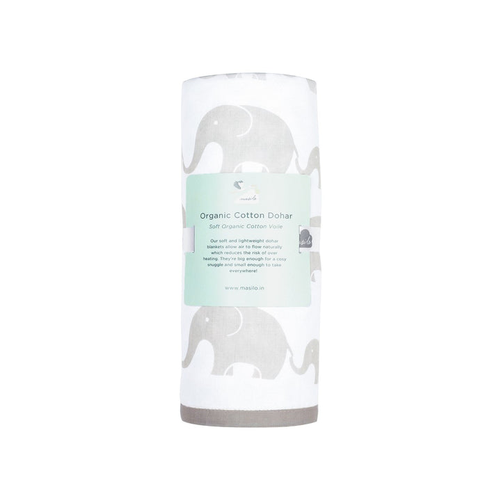 Elephant Parade Grey Soft Dohar Blanket For Babies | Nursery Essential