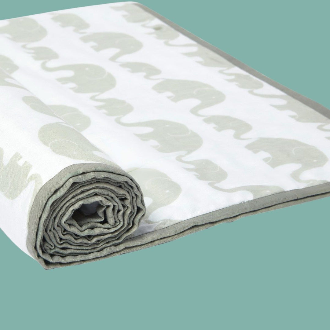 Elephant Parade Grey Soft Dohar Blanket For Babies | Nursery Essential