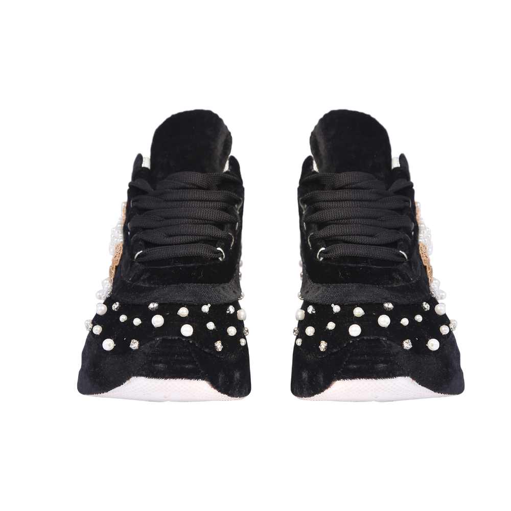 Embellished Women Black Sneakers | For Modern Day Wedding