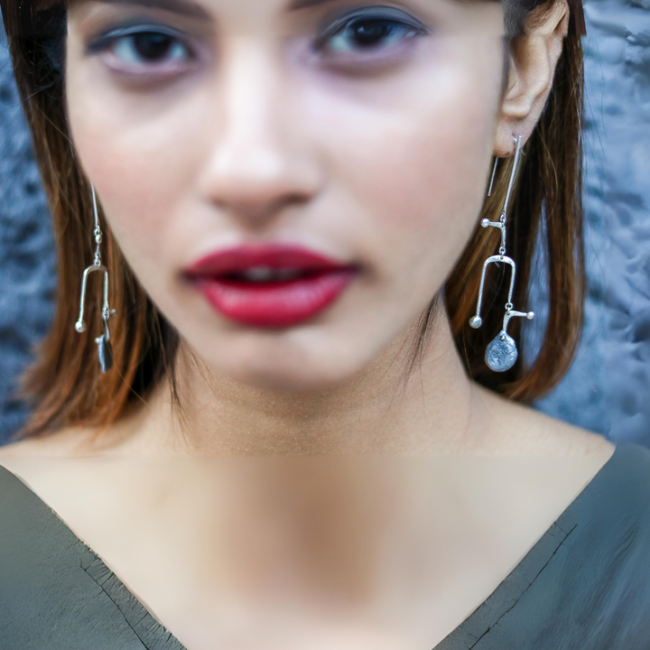 Earrings | Recycled Aluminium And Silver | Minimal Design | Consciously Hand-Crafted