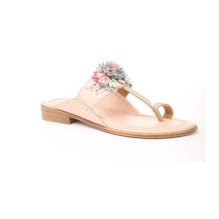 Flesh Pink Kolhapuri | Women Flats | Ornate Design | Bohemian Look