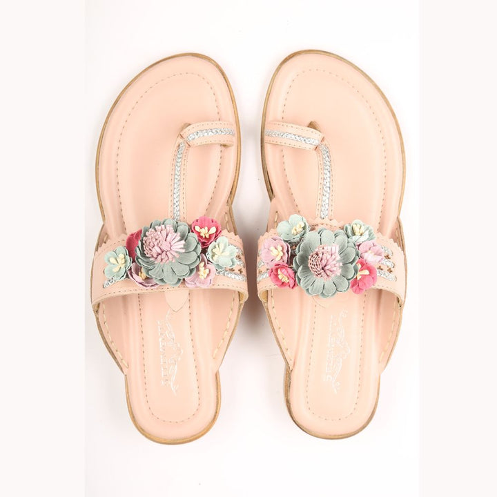 Flesh Pink Kolhapuri | Women Flats | Ornate Design | Bohemian Look