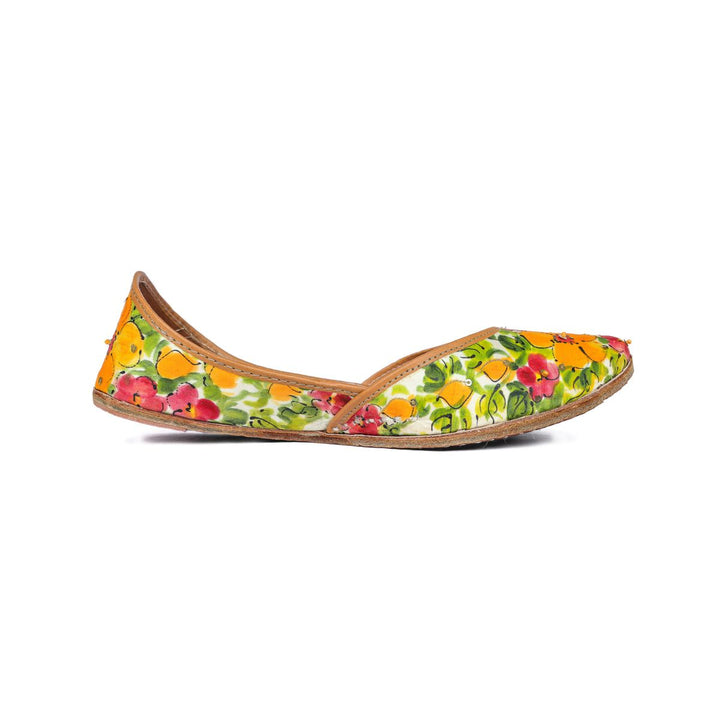 Floral Hand Painted Hibiscus Women Jutti | Dusty Orange
