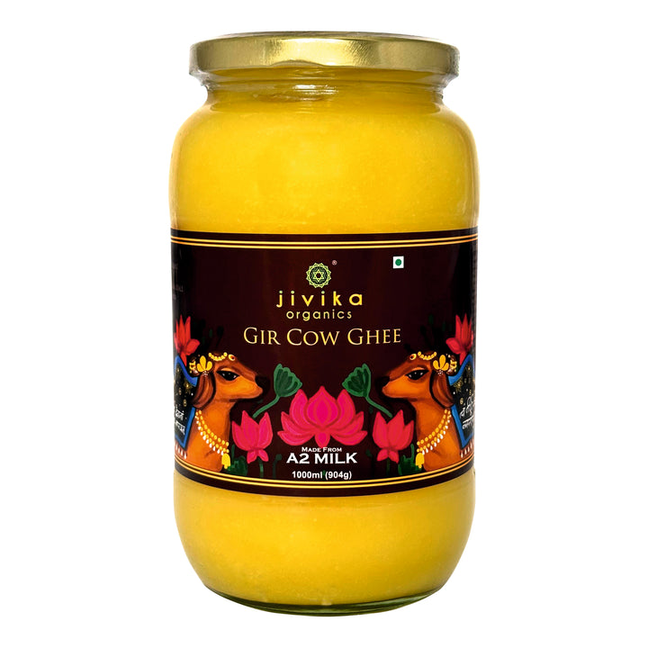 Gir Cow Ghee | Bilona Churned | Organic, Natural And Healthful | Glass Jar of 1L