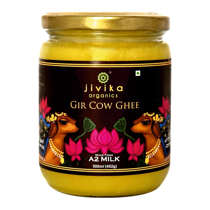 Gir Cow Ghee | Premium | Bilona Churn | No Trans Fat | Pure | Organic | Glass Jar of 500 ML