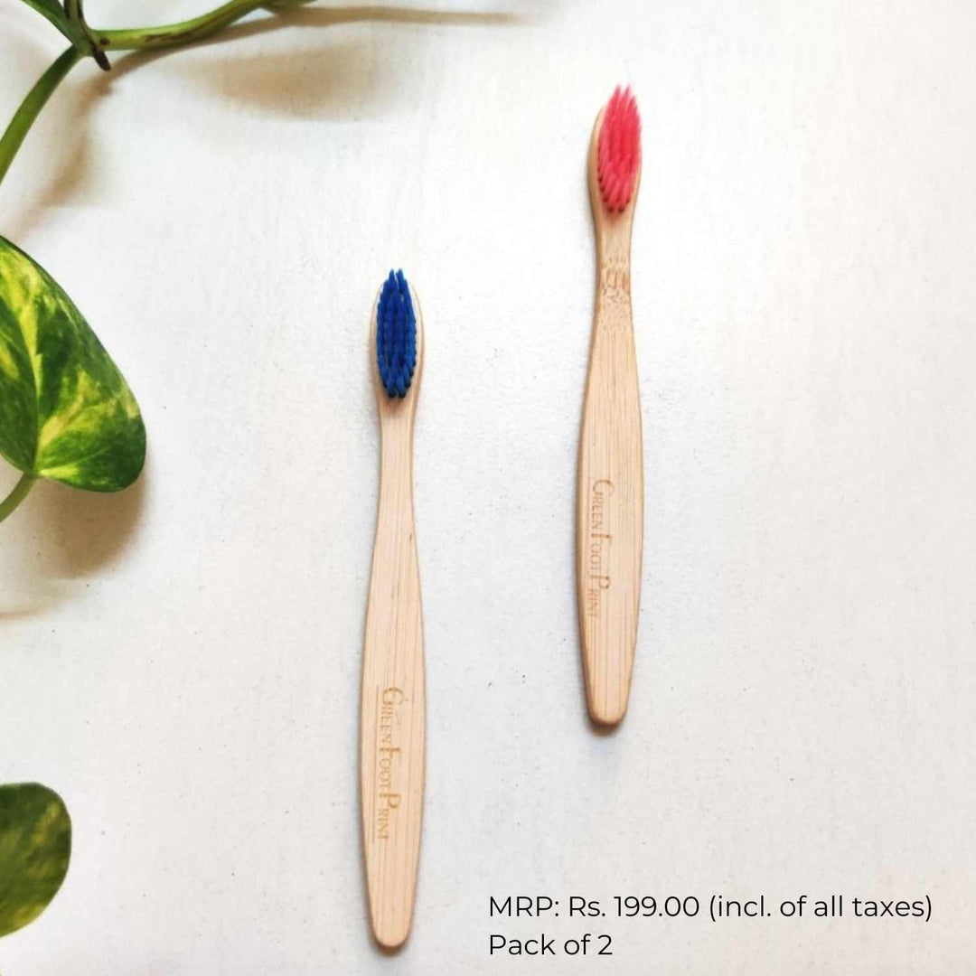 Natural Bamboo Toothbrush With Coloured Bristles For Kids | Pack Of 2