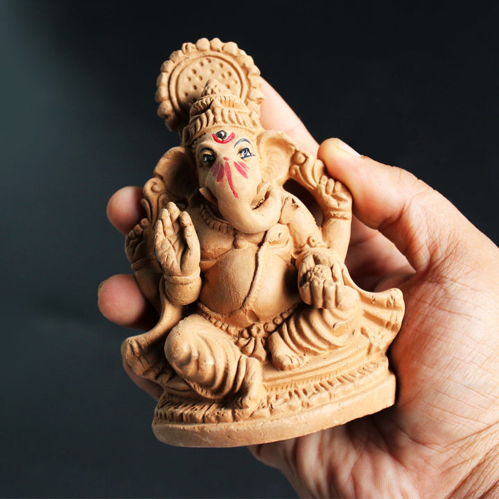 Ethnic Hand-Crafted Ganpati Puja Kit | Terracotta | Festive Pack Of 4