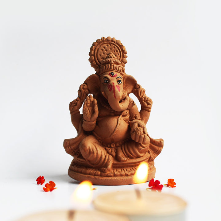 Ethnic Hand-Crafted Ganpati Puja Kit | Terracotta | Festive Pack Of 4