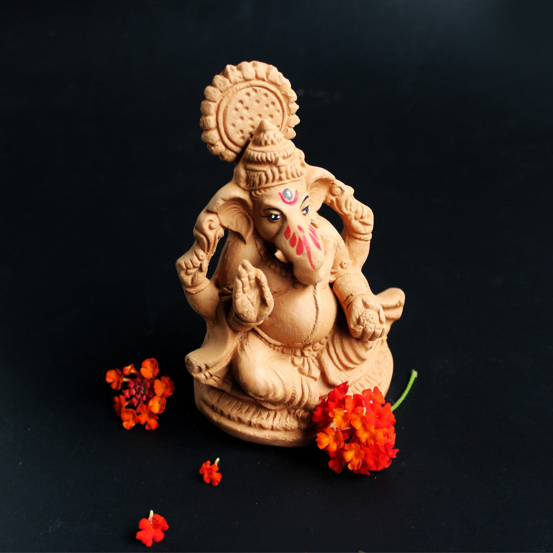 Ethnic Hand-Crafted Ganpati Puja Kit | Terracotta | Festive Pack Of 4