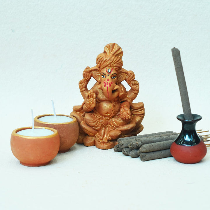 Ganesh Maharaj Puja Kit | Hand-Crafted | Diwali Special Pack Of 4