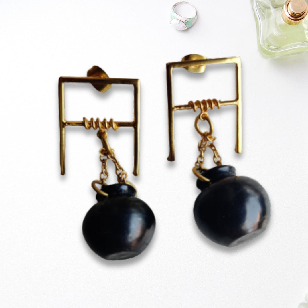 Ghirni  Earring | 22 Kt Gold Plated | Hand-Crafted | Minimalistic | Statement Earring