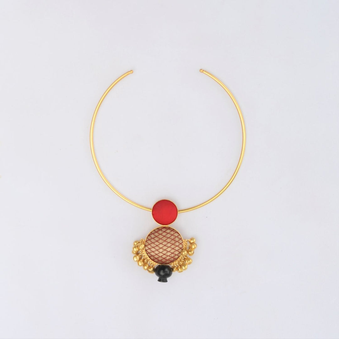 Gold Plated Neckpiece | Crafted With Black Pottery | Simple And Elegant Jewelry