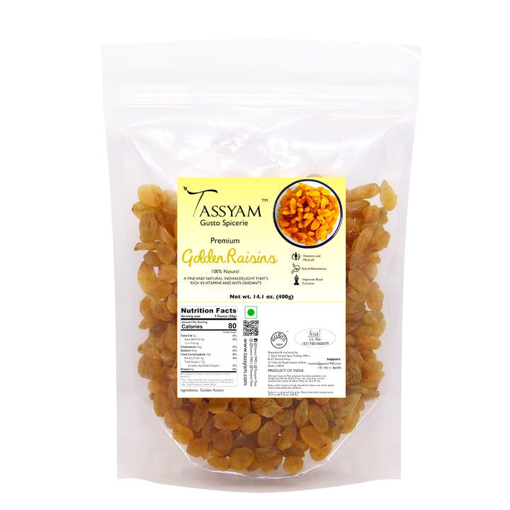 Golden Raisins | Natural | Healthy Juicy Jumbo Indian Kishmish | 400 GM