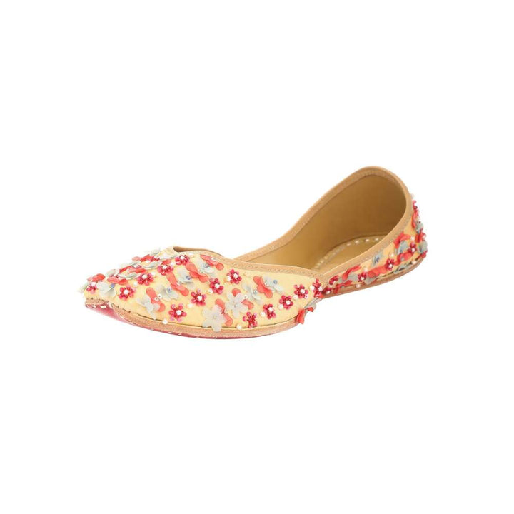 Golden Beige Jutti | Aptly Embroidered For Wedding And Festivities