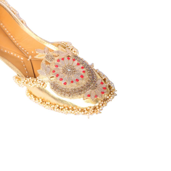Golden Crown Women Jutti  | Embellished | Festive | Wedding | Golden