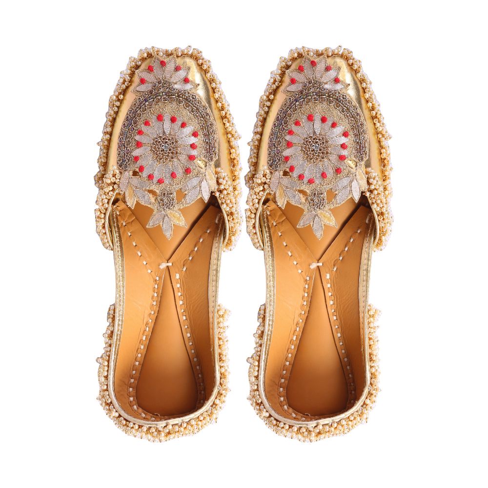 Golden Crown Women Jutti  | Embellished | Festive | Wedding | Golden