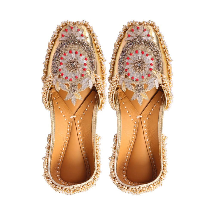 Golden Crown Women Jutti  | Embellished | Festive | Wedding | Golden