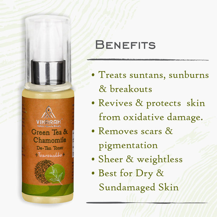 Green Tea & Chamomile Face Toner | For Hydration, De-Tanning and Skin Glow | Ayurvedic | 60 ml 