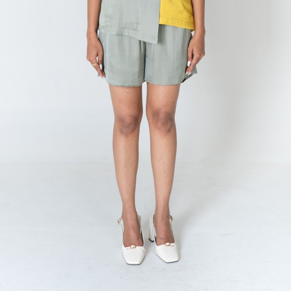 Green Shorts | Bemberg Modal | Contemporary Occasion Wear | Effortless style