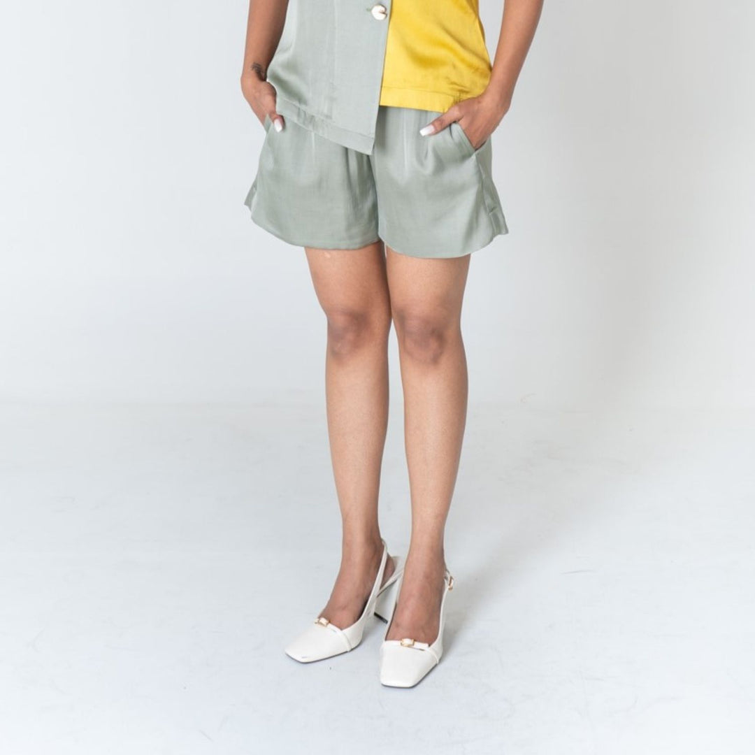 Green Shorts | Bemberg Modal | Contemporary Occasion Wear | Effortless style