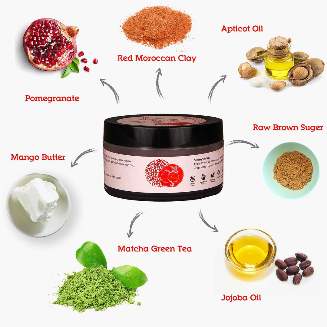 Green Tea & Pomegranate Tan Removal  Scrub | Discoloured & Sun-damaged Skin | 40 GM