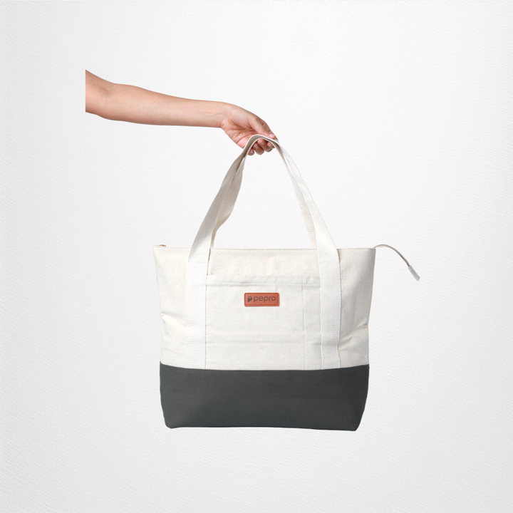 Dual Shade Carryall Tote Bag | Cotton Canvas | Hand-Crafted | Minimalistic Chic