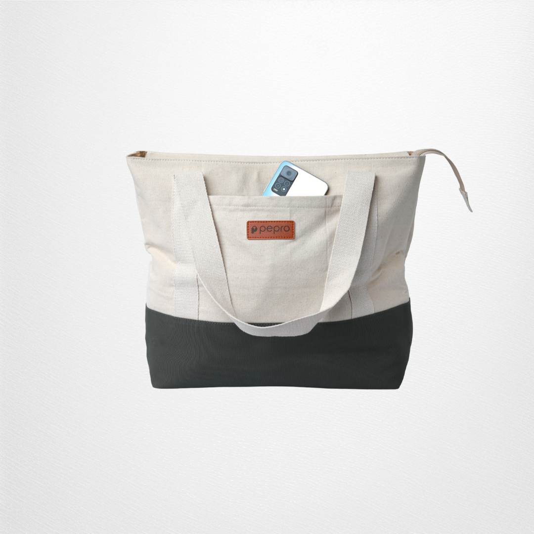 Dual Shade Carryall Tote Bag | Cotton Canvas | Hand-Crafted | Minimalistic Chic