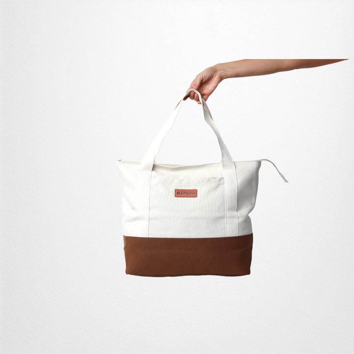 Dual Shade Carryall Tote Bag | Cotton Canvas | Hand-Crafted | Minimalistic Chic 