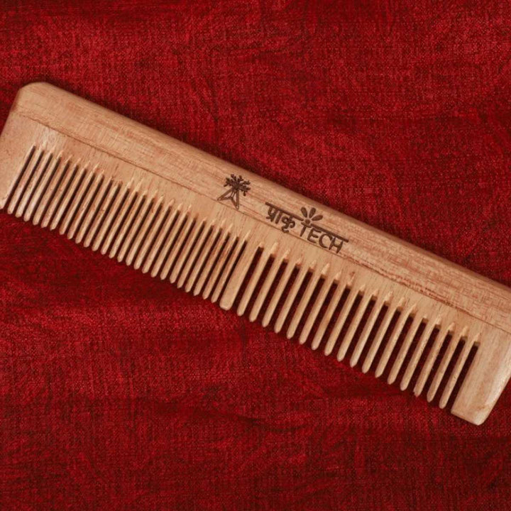 Neem Wood Hair Comb | Hand-Crafted | Anti-bacterial | Gentle On Scalp