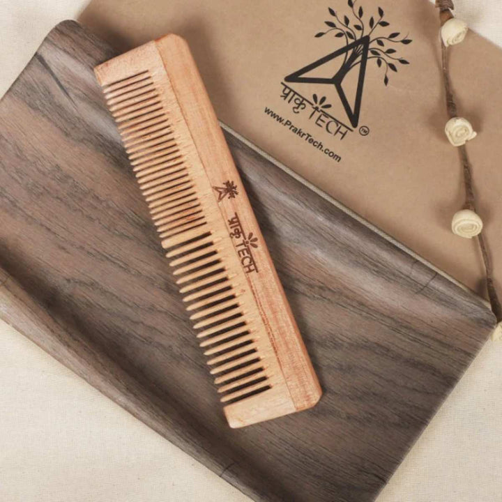 Neem Wood Hair Comb | Hand-Crafted | Anti-bacterial | Gentle On Scalp