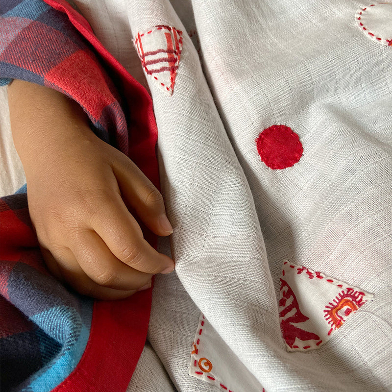 Hand-Block Print Dohar & Kapok Pillow Set For Baby | Soft Cotton | Pack Of 2