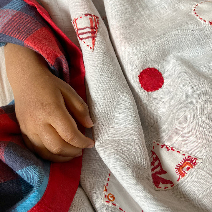 Hand-Block Print Dohar & Kapok Pillow Set For Baby | Soft Cotton | Pack Of 2
