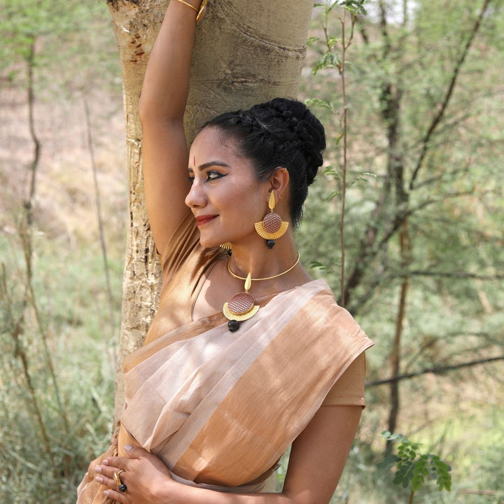 Hand-Crafted Gold Plated Neckpiece | Crafted With Black Pottery | Smart And Conscious