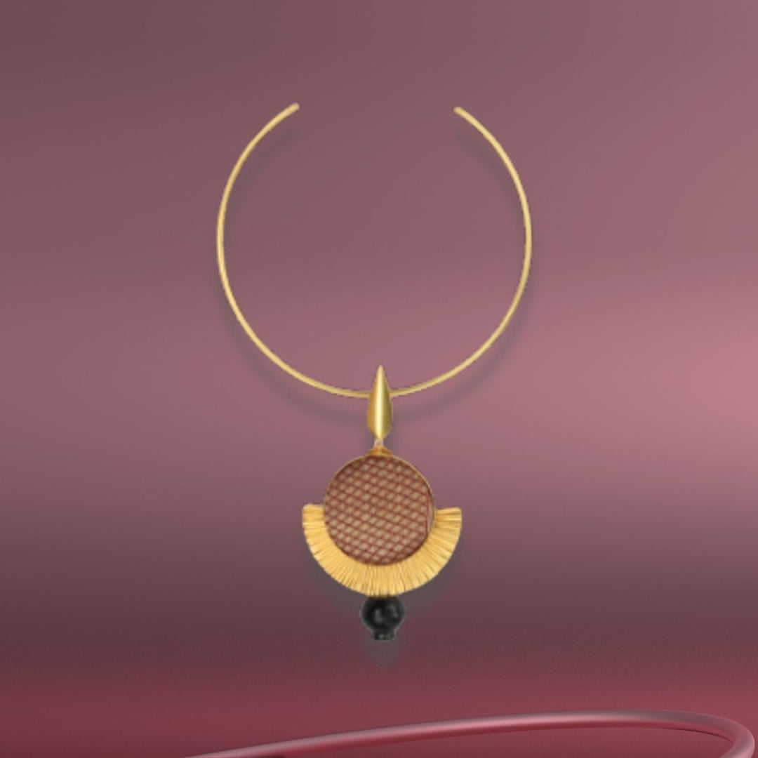 Hand-Crafted Gold Plated Neckpiece | Crafted With Black Pottery | Smart And Conscious