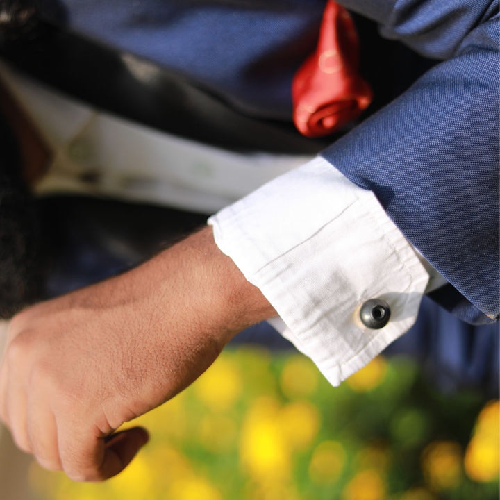 Hand-crafted Cufflink | Black Pottery & Gold Plated | Nickle-Free Brass | Classic Design