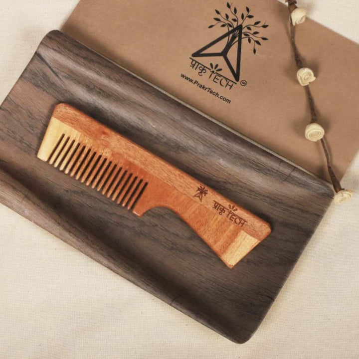 Neem Wood Handle Comb | Hand-Crafted | Anti-Hair Fall | Comfortable Grip