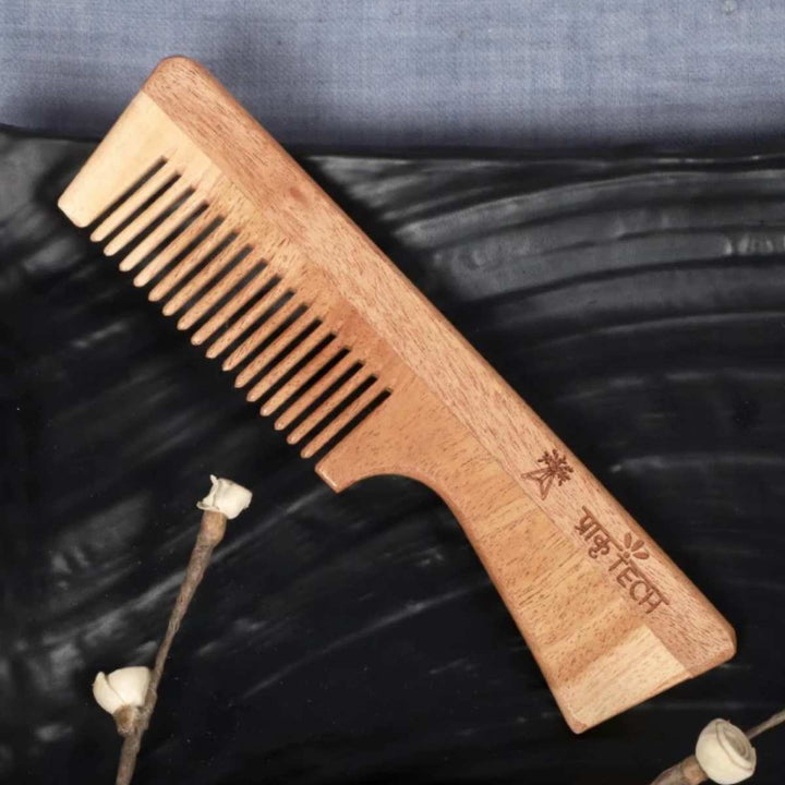 Neem Wood Handle Comb | Hand-Crafted | Anti-Hair Fall | Comfortable Grip