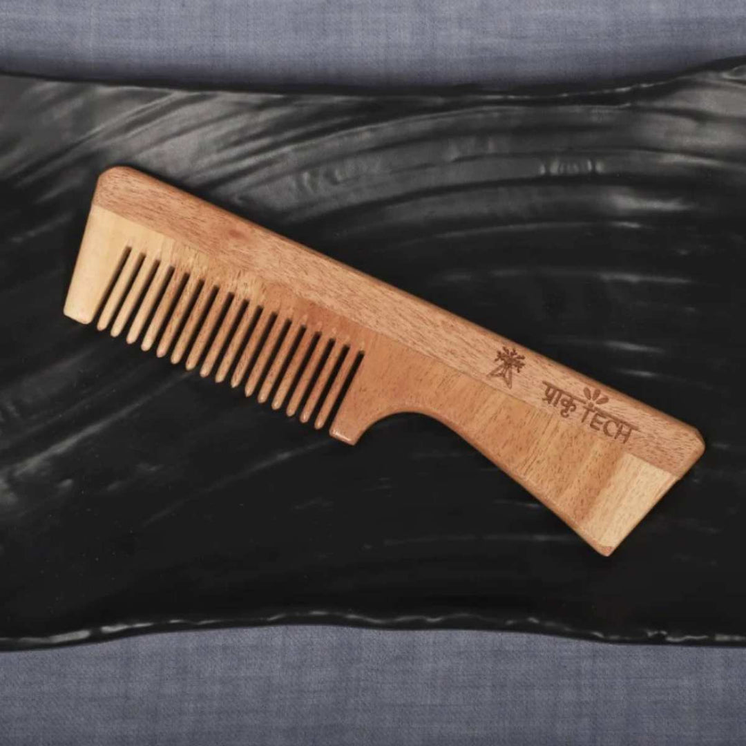 Neem Wood Handle Comb | Hand-Crafted | Anti-Hair Fall | Comfortable Grip